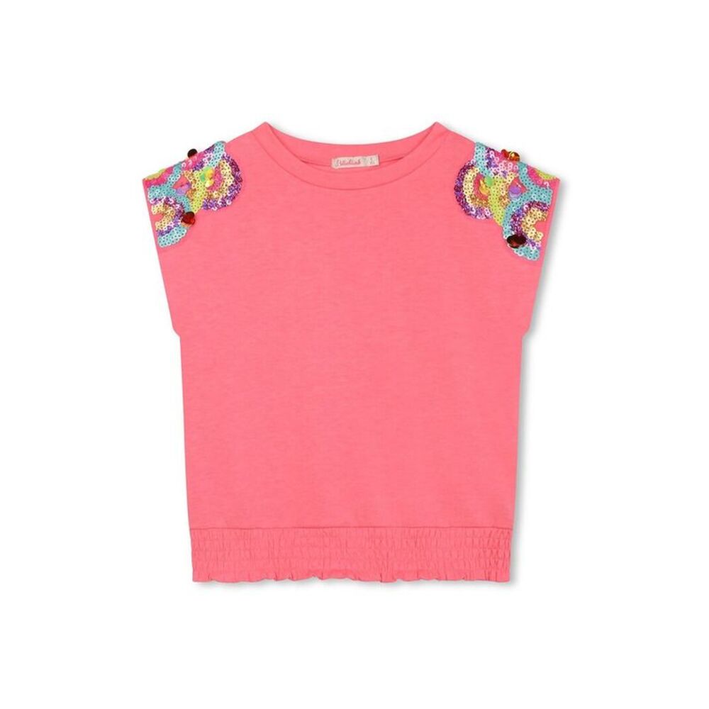 Billieblush Girls  Sequin Trim T-Shirt, Pink